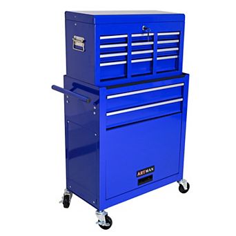 KWPZQEB 8-Drawer Tool Storage Cabinet with Wheels, Steel Portable Tool Box for Garage, Warehouse