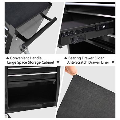 KWPZQEB Rolling Metal Tool Chest with 4 Drawers, 24.25"W Steel Multi-Functional Wheels Tool Trolley