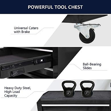 KWPZQEB Rolling Metal Tool Chest with 4 Drawers, 24.25"W Steel Multi-Functional Wheels Tool Trolley