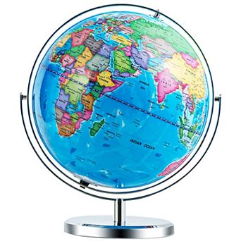 13 Inch Illuminated Rotating World Globe with LED Light