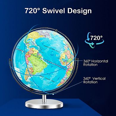 13 Inch Illuminated Rotating World Globe with LED Light