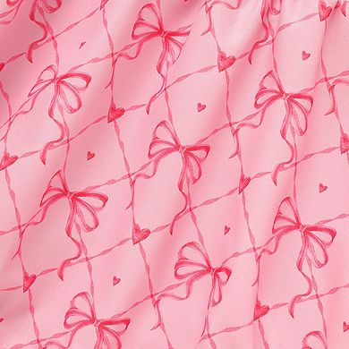 Daddy's Girl Smocked Baby Romper Bow Heart Print Ruffle Sleeve Snap Closure
