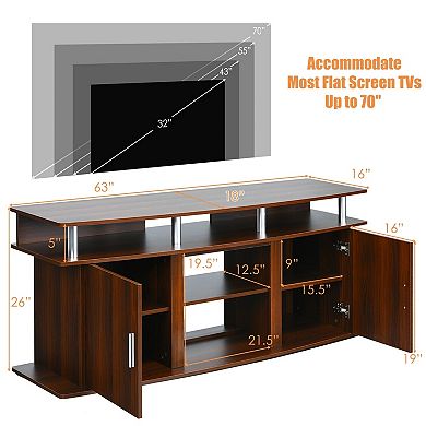 63 Inch Tv Stand Entertainment Center With Fireplace Space And Storage