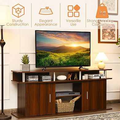 63 Inch Tv Stand Entertainment Center With Fireplace Space And Storage