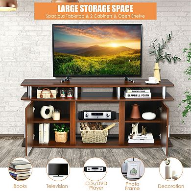 63 Inch Tv Stand Entertainment Center With Fireplace Space And Storage