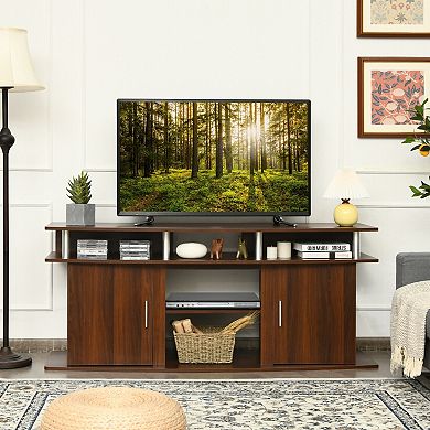 63 Inch Tv Stand Entertainment Center With Fireplace Space And Storage