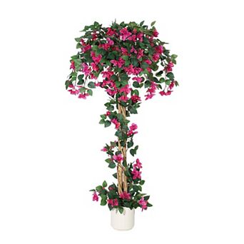 Artificial Bougainvillea Trees with Pink Silk Flowers & Wood Trunk Lifelike Faux Bougainvillea Tree