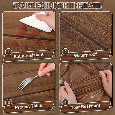 Grain Plastic Tablecloth, Rustic Wood Design, Disposable, Durable