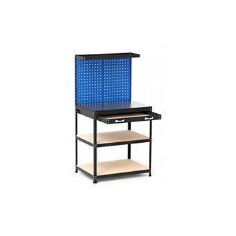 Heavy Duty Metal Workbench with Pegboard Drawer and Storage Shelves