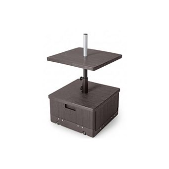 Fillable Umbrella Base With Table Tray, 175 Lb Weighted Patio Stand