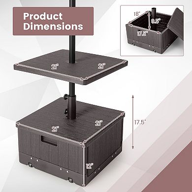 Fillable Umbrella Base With Table Tray, 175 Lb Weighted Patio Stand