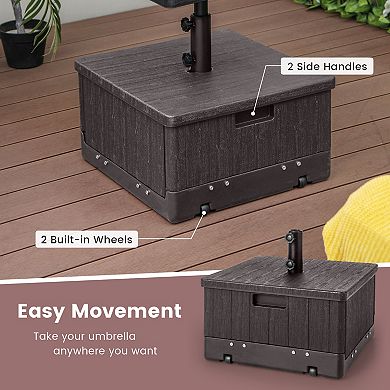 Fillable Umbrella Base With Table Tray, 175 Lb Weighted Patio Stand