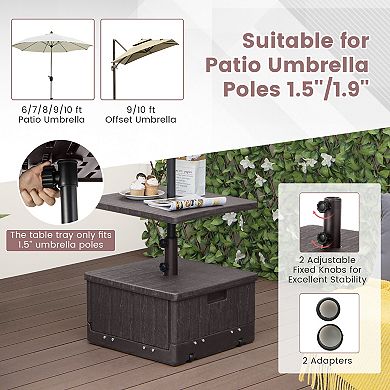 Fillable Umbrella Base With Table Tray, 175 Lb Weighted Patio Stand