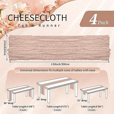 Soft Gauze Cheesecloth Table Runner, Decorative for Weddings & Parties