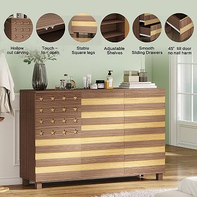 KWPZQEB 55.12" Buffet Sideboard Cabinet with 3 Doors & 2 Drawers, Versatile Kitchen Storage Cabinet