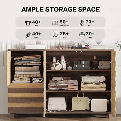 KWPZQEB 55.12" Buffet Sideboard Cabinet with 3 Doors & 2 Drawers, Versatile Kitchen Storage Cabinet