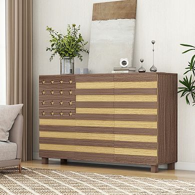 KWPZQEB 55.12" Buffet Sideboard Cabinet with 3 Doors & 2 Drawers, Versatile Kitchen Storage Cabinet