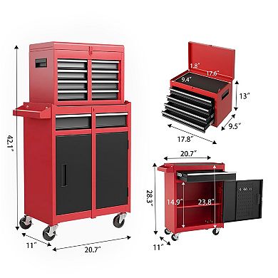 KWPZQEB Tool Chest with 5 Drawers, Rolling Tool Storage Cabinet with Adjustable Shelf for Garage
