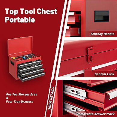 KWPZQEB Tool Chest with 5 Drawers, Rolling Tool Storage Cabinet with Adjustable Shelf for Garage