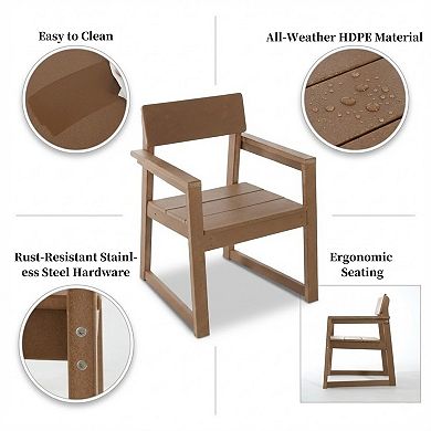 KWPZQEB HDPE Modern Outdoor Garden Armchairs with Backrest
