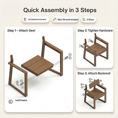KWPZQEB HDPE Modern Outdoor Garden Armchairs with Backrest