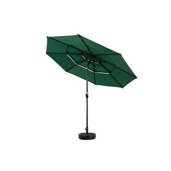 KWPZQEB 10FT Aluminium 3 tier Auto-tilt Umbrella, Outdoor Patio Umbrella, Base Included