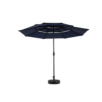 KWPZQEB 10FT Aluminium 3 tier Auto-tilt Umbrella, Outdoor Patio Umbrella, Base Included