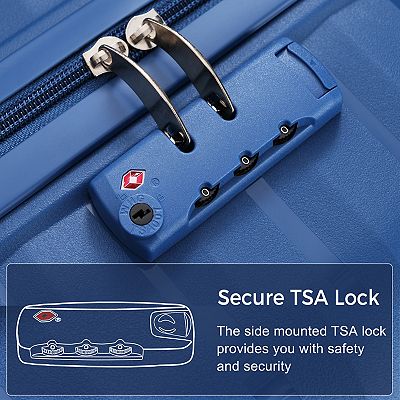 KWPZQEB 3PCS PP Travel Luggage Set with TSA Lock & 360° spinner wheels