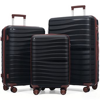KWPZQEB 3 pc PP Travel Luggage Set with TSA Lock & 360° spinner wheels