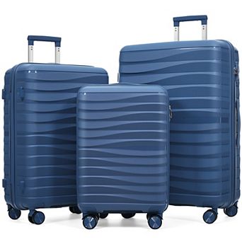 KWPZQEB 3 pc PP Travel Luggage Set with TSA Lock & 360° spinner wheels