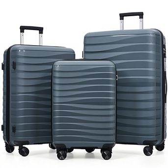 KWPZQEB 3 pc PP Travel Luggage Set with TSA Lock & 360° spinner wheels