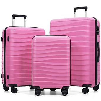 KWPZQEB 3 pc PP Travel Luggage Set with TSA Lock & 360° spinner wheels