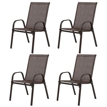 KWPZQEB Breathable Textilene Fabric Patio Chairs Set with High Backrest for Garden, Patio, Beach
