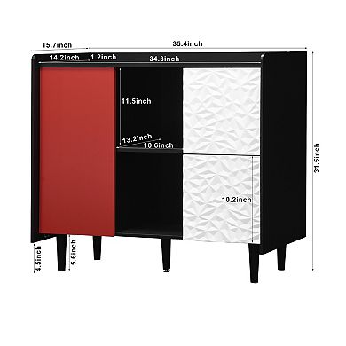 KWPZQEB Modern Sideboard Buffet Cabinet, Coffee Bar Cabinet with 2 Drawers & 2 Open Storage