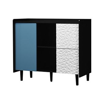 KWPZQEB Modern Sideboard Buffet Cabinet, Coffee Bar Cabinet with 2 Drawers & 2 Open Storage
