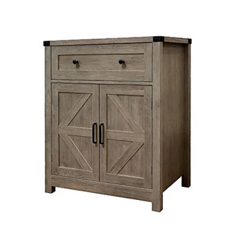 KWPZQEB Farmhouse Barn-Door Storage Cabinet with Drawer, Coffee Bar Buffet Sideboard for Kitchen