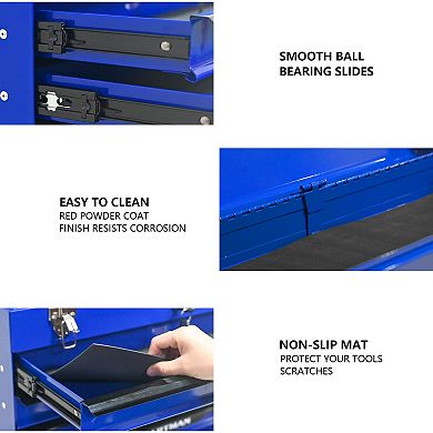 KWPZQEB Steel Portable Tool Box with 4 Drawers & Metal Lock Closure Device for Garage