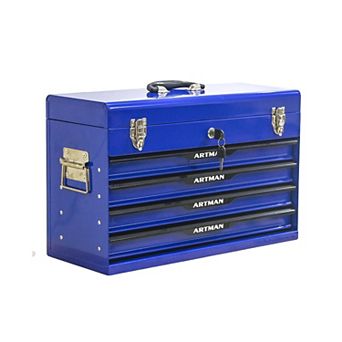 KWPZQEB Steel Portable Tool Box with 4 Drawers & Metal Lock Closure Device for Garage