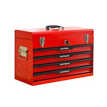 KWPZQEB Steel Portable Tool Box with 4 Drawers & Metal Lock Closure Device for Garage