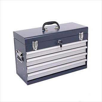 KWPZQEB Heavy Duty Metal Tool Box with 4 Drawers & EVA Liners, Multi-Function Tool Organizer