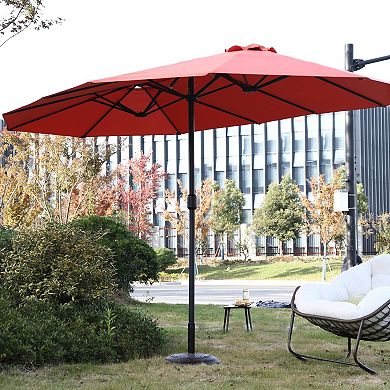 KWPZQEB 178.35Inch Large Rectangular Double Sided Outdoor Umbrella with Crank