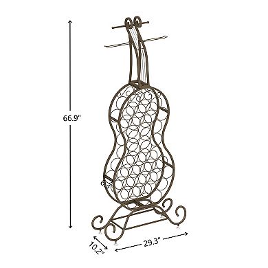 KWPZQEB Cello Shape Wine Bakers Rack, Freestanding Wine Rack with Storage Bottle for Liquor and Wine