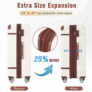 KWPZQEB Hardshell Luggage Set of 3, Lightweight Suitcase with TSA Lock & Cosmetic Case