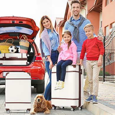 KWPZQEB Hardshell Luggage Set of 3, Lightweight Suitcase with TSA Lock & Cosmetic Case