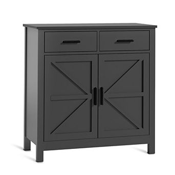 KWPZQEB Farmhouse Kitchen Storage Cabinet with 2 Drawers & 2 Doors, Floor Sideboard Buffet