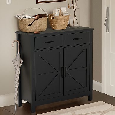 KWPZQEB Farmhouse Kitchen Storage Cabinet with 2 Drawers & 2 Doors, Floor Sideboard Buffet
