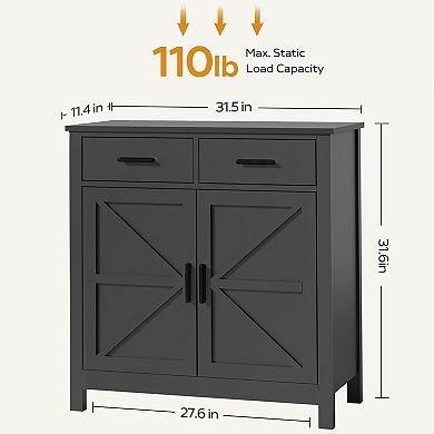KWPZQEB Farmhouse Kitchen Storage Cabinet with 2 Drawers & 2 Doors, Floor Sideboard Buffet