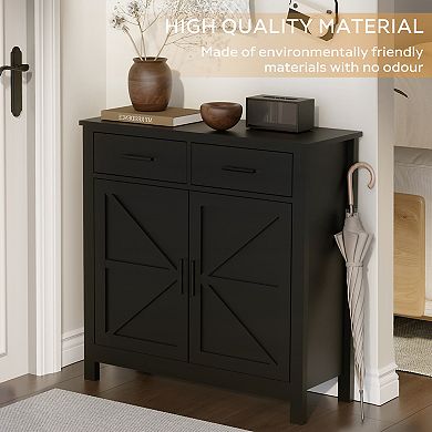 KWPZQEB Farmhouse Kitchen Storage Cabinet with 2 Drawers & 2 Doors, Floor Sideboard Buffet