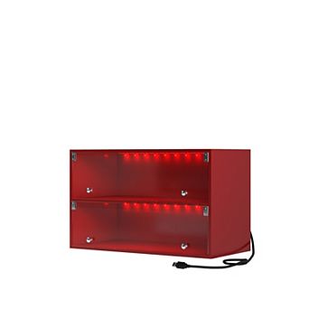 KWPZQEB Glass Door Shoe Box with RGB Led Light, Shoe Storage Cabinet for Sneakers