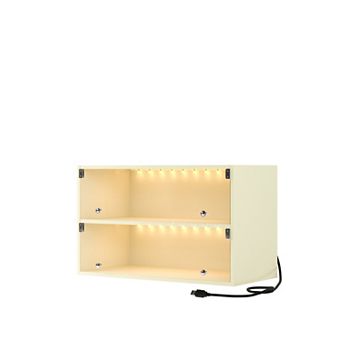 KWPZQEB Glass Door Shoe Box with RGB Led Light, Shoe Storage Cabinet for Sneakers